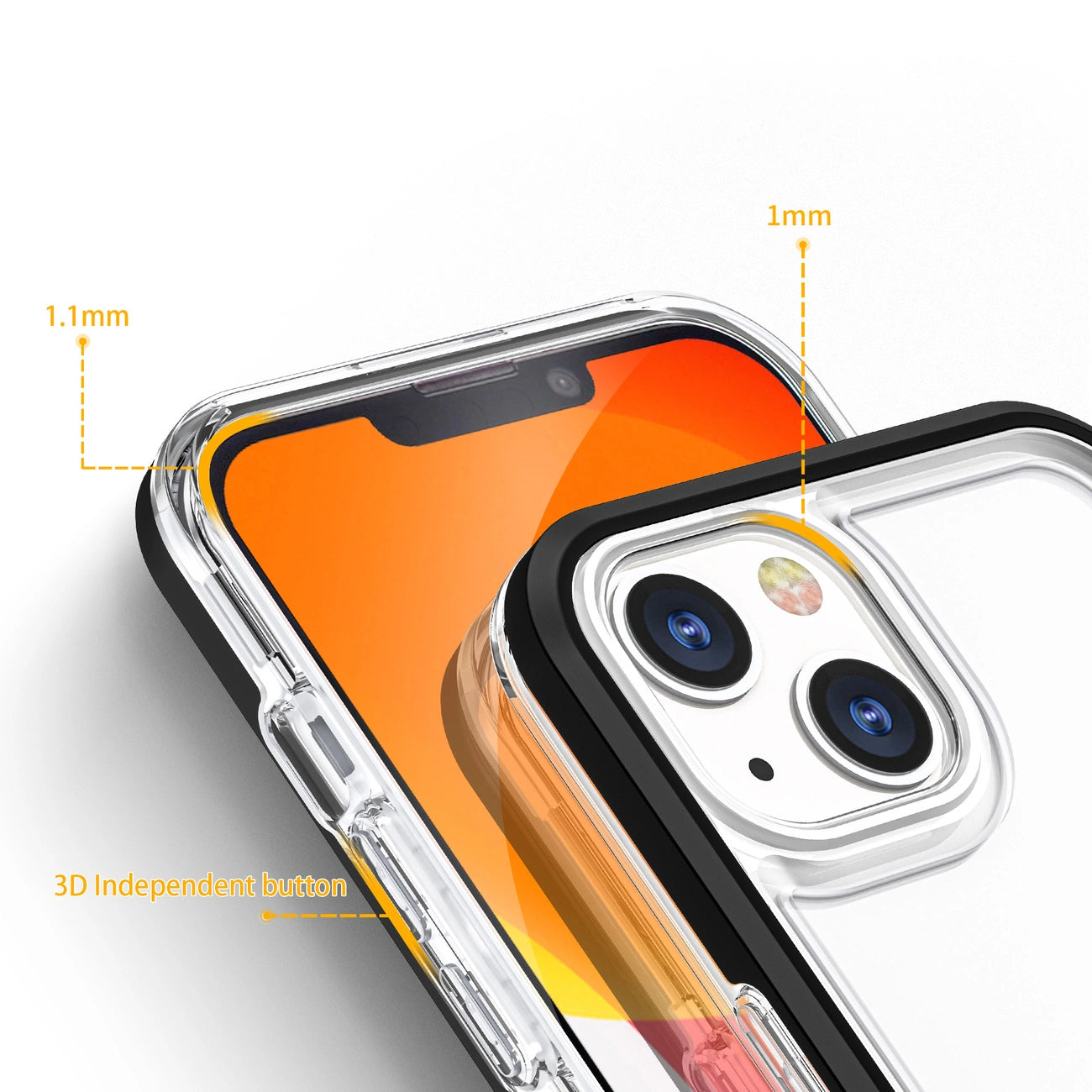 Clear 3in1 case for iPhone 13 mini gel cover with frame black_3