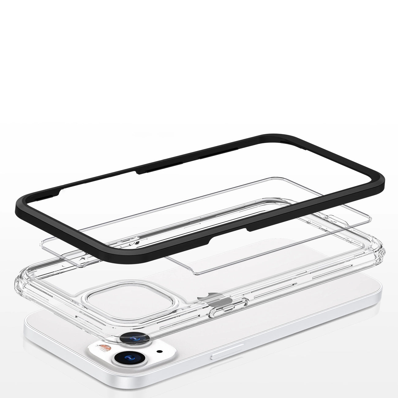 Clear 3in1 case for iPhone 13 mini gel cover with frame black_4