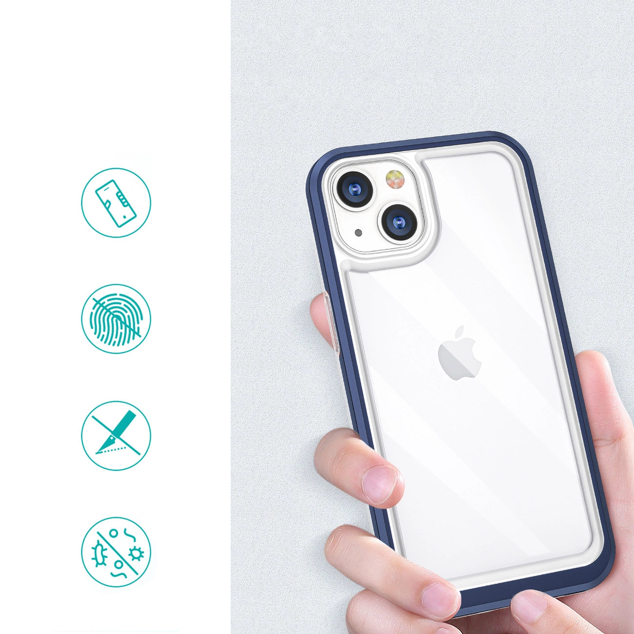 Clear 3in1 case for iPhone 13 blue frame gel cover_1