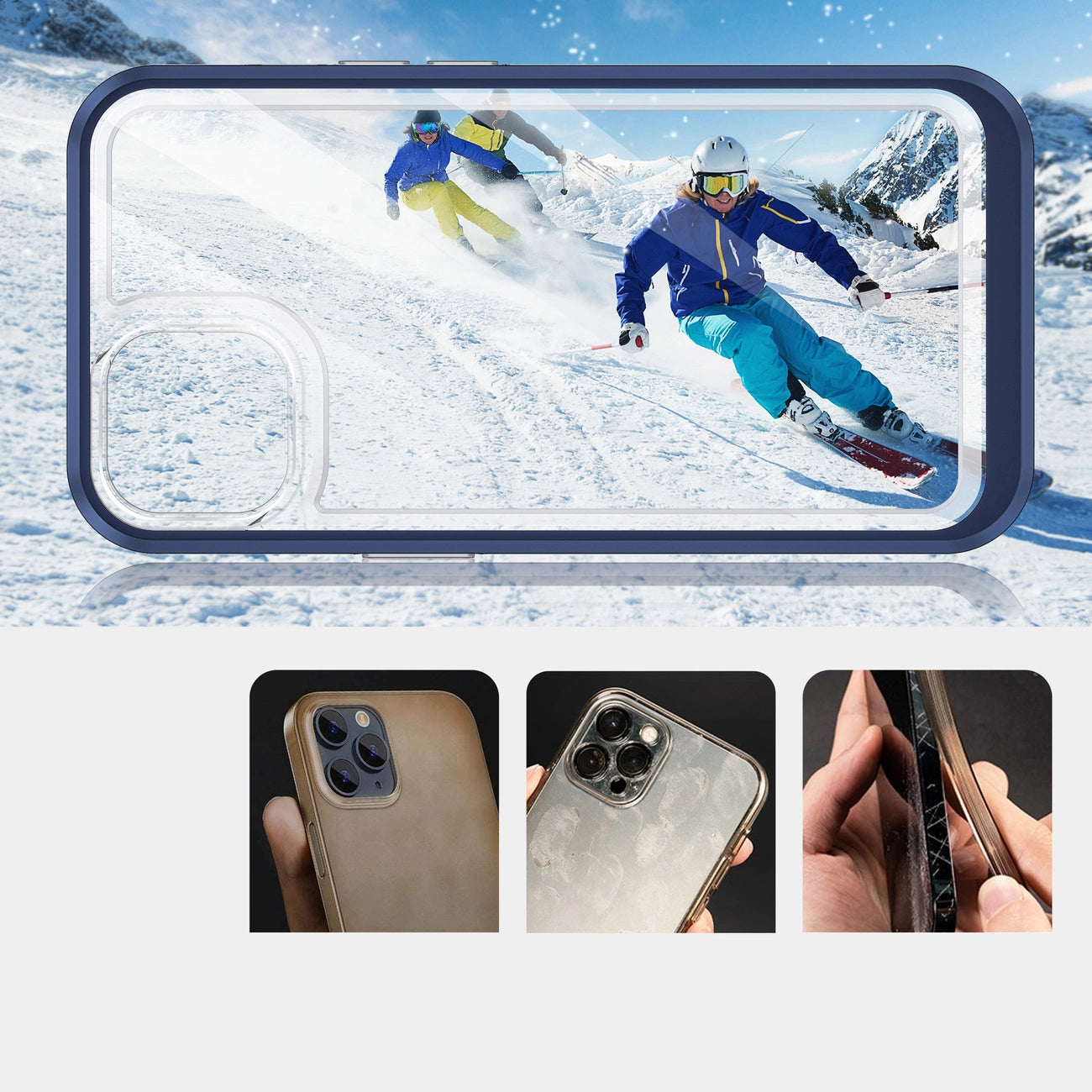 Clear 3in1 case for iPhone 13 blue frame gel cover_2