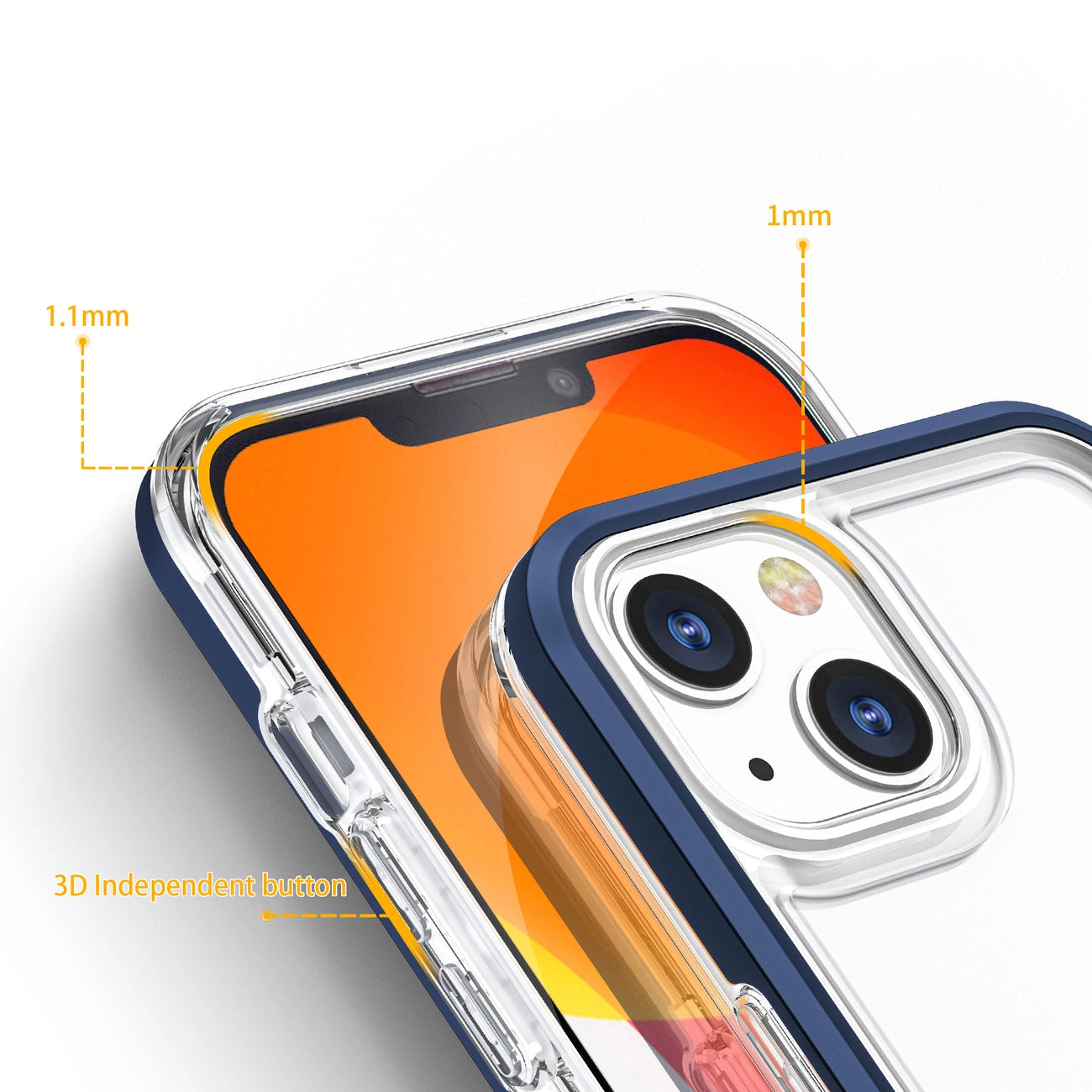 Clear 3in1 case for iPhone 13 blue frame gel cover_3