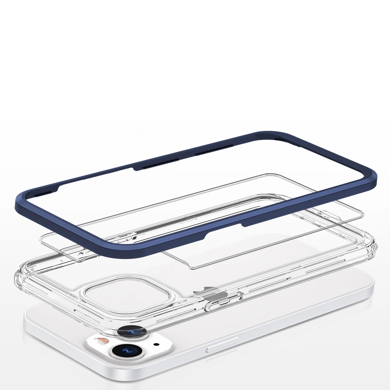 Clear 3in1 case for iPhone 13 blue frame gel cover_4