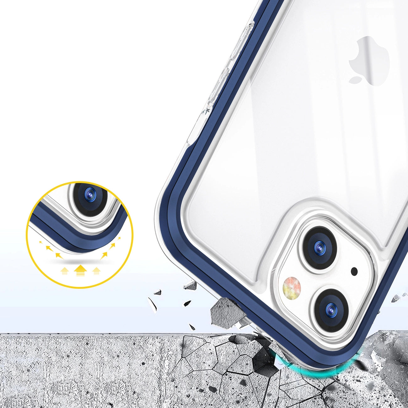 Clear 3in1 case for iPhone 13 blue frame gel cover_5