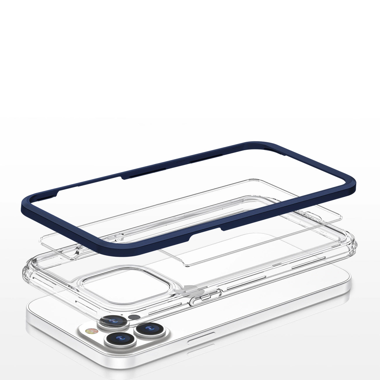 Clear 3in1 case for iPhone 13 Pro blue frame gel cover_4