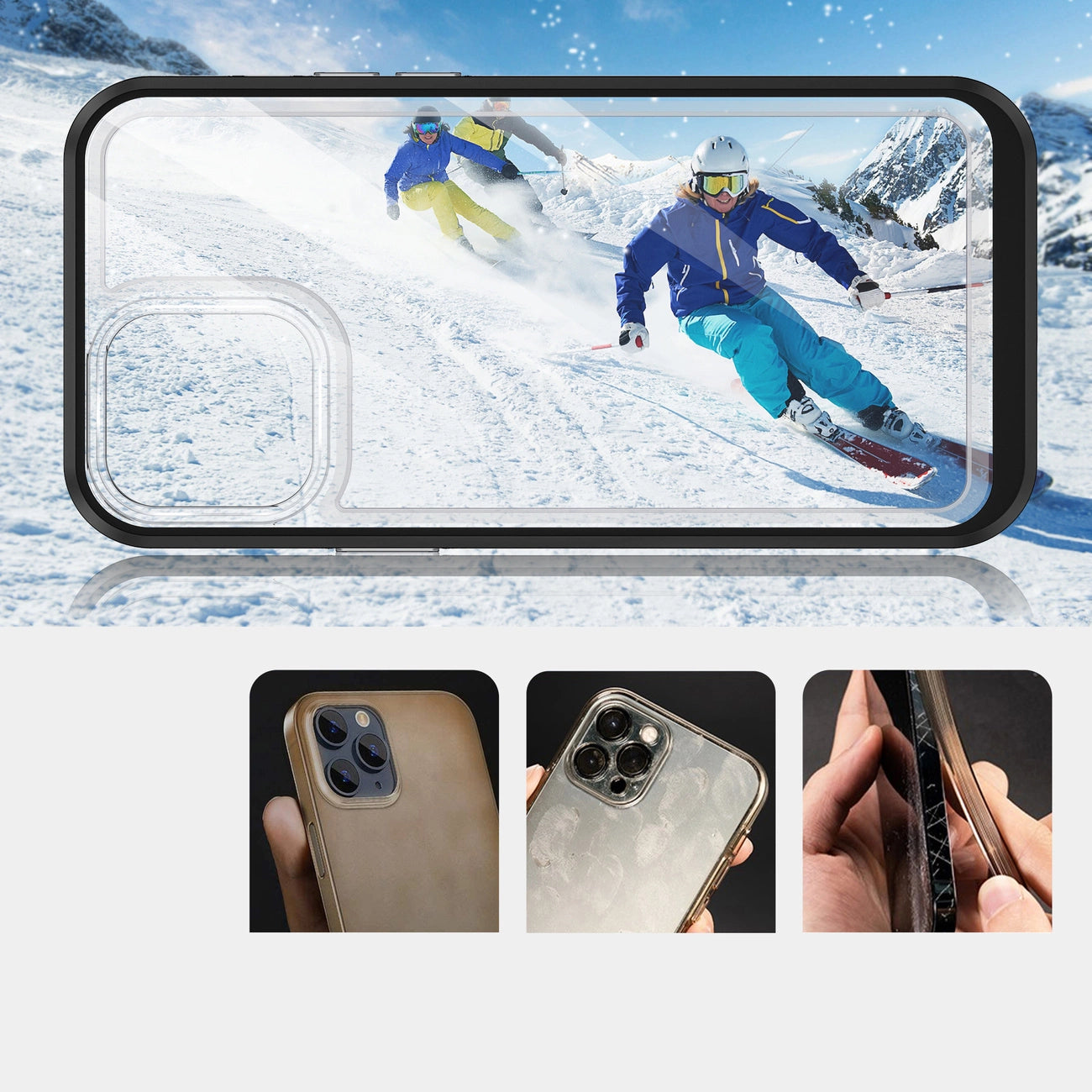 Clear 3in1 case for iPhone 13 Pro Max case gel cover with frame black_2