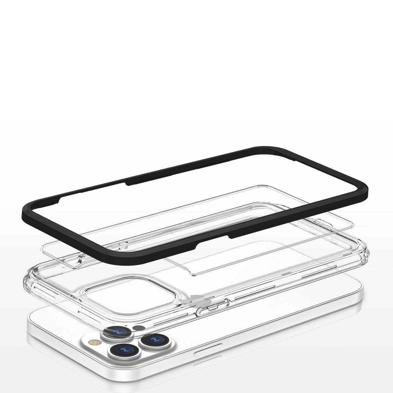 Clear 3in1 case for iPhone 13 Pro Max case gel cover with frame black_4
