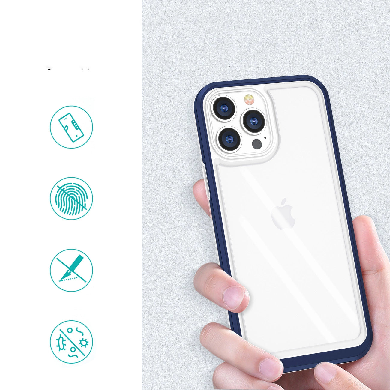 Clear 3in1 Case for iPhone 13 Pro Max Frame Cover Gel Blue_1