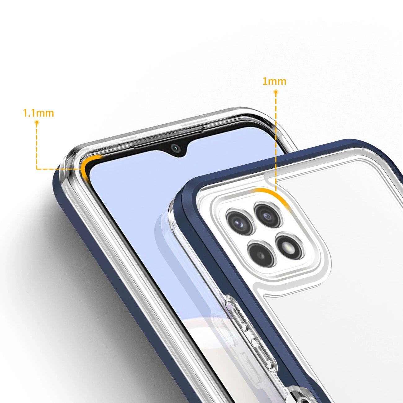 Clear 3in1 Case for Samsung Galaxy A22 5G Frame Gel Cover Blue_3