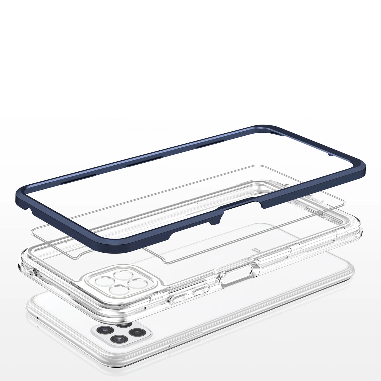 Clear 3in1 Case for Samsung Galaxy A22 5G Frame Gel Cover Blue_4