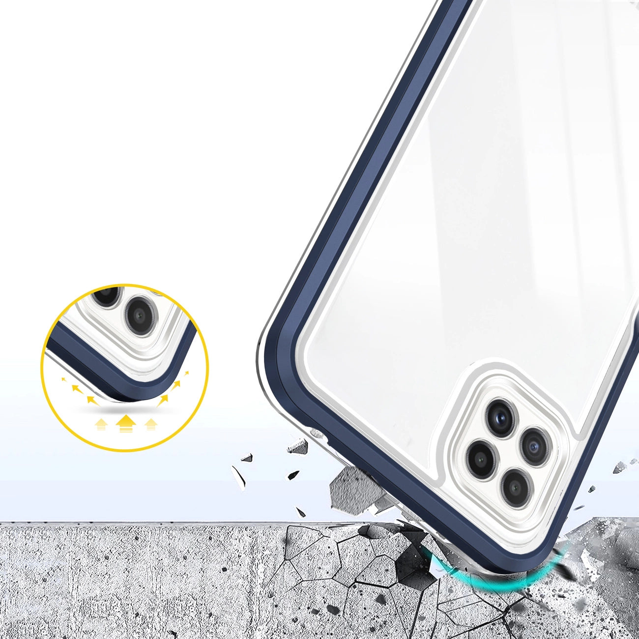 Clear 3in1 Case for Samsung Galaxy A22 5G Frame Gel Cover Blue_5