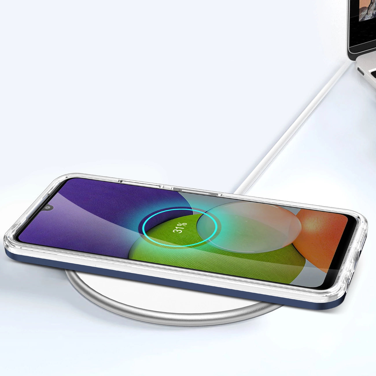 Clear 3in1 Case for Samsung Galaxy A22 5G Frame Gel Cover Blue_6