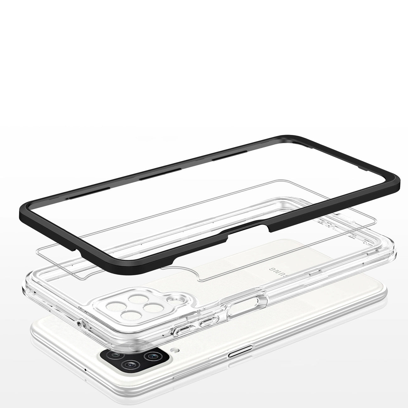 Clear 3in1 Case for Samsung Galaxy A22 4G Frame Gel Cover Black_4