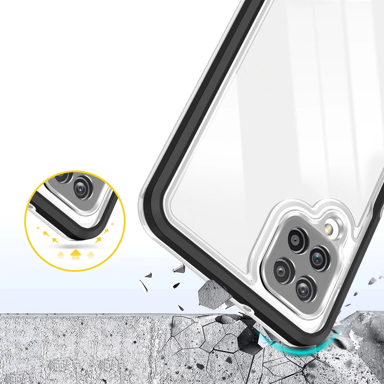Clear 3in1 Case for Samsung Galaxy A22 4G Frame Gel Cover Black_5