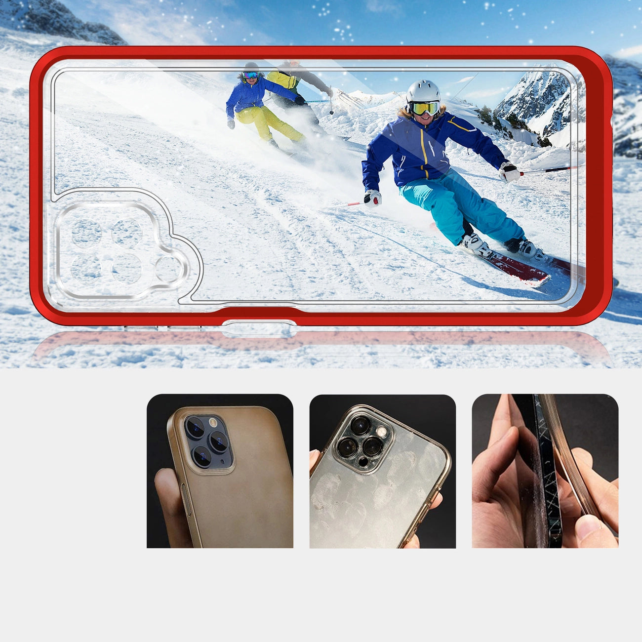 Clear 3in1 Case for Samsung Galaxy A22 4G Frame Gel Cover Red_2
