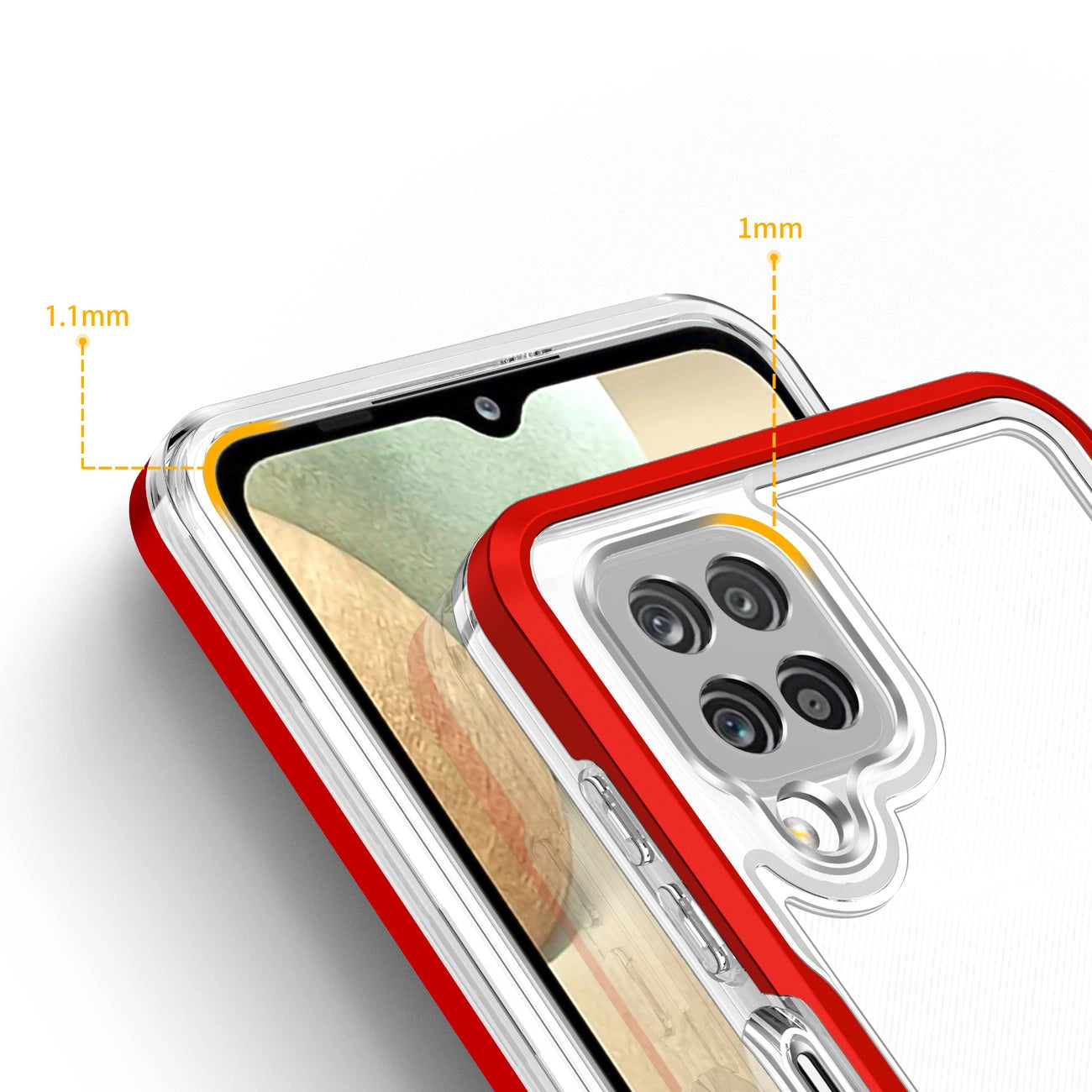 Clear 3in1 Case for Samsung Galaxy A22 4G Frame Gel Cover Red_3