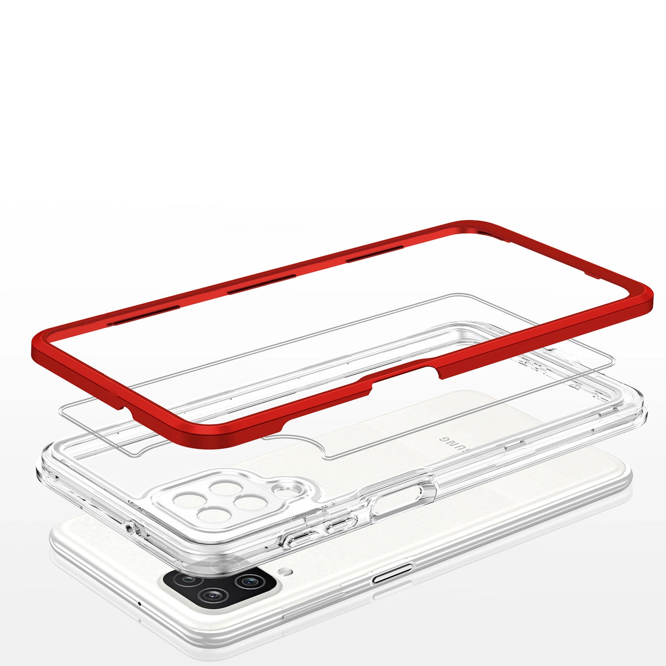 Clear 3in1 Case for Samsung Galaxy A22 4G Frame Gel Cover Red_4