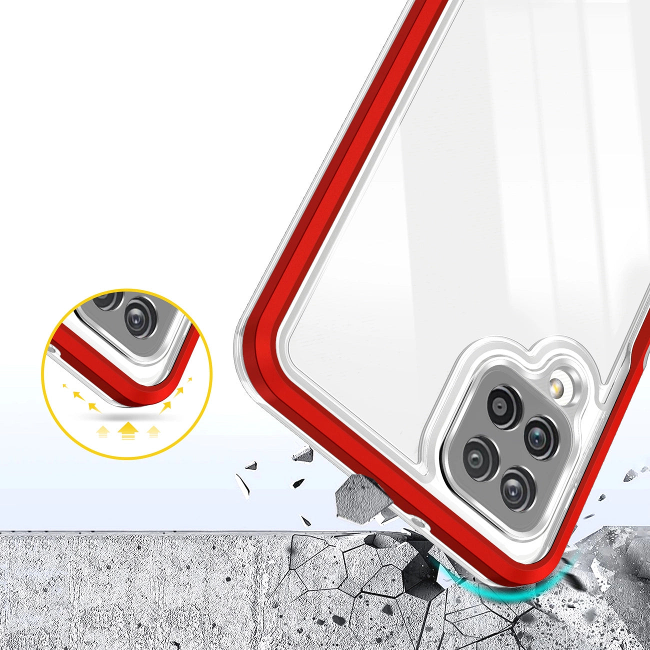 Clear 3in1 Case for Samsung Galaxy A22 4G Frame Gel Cover Red_5