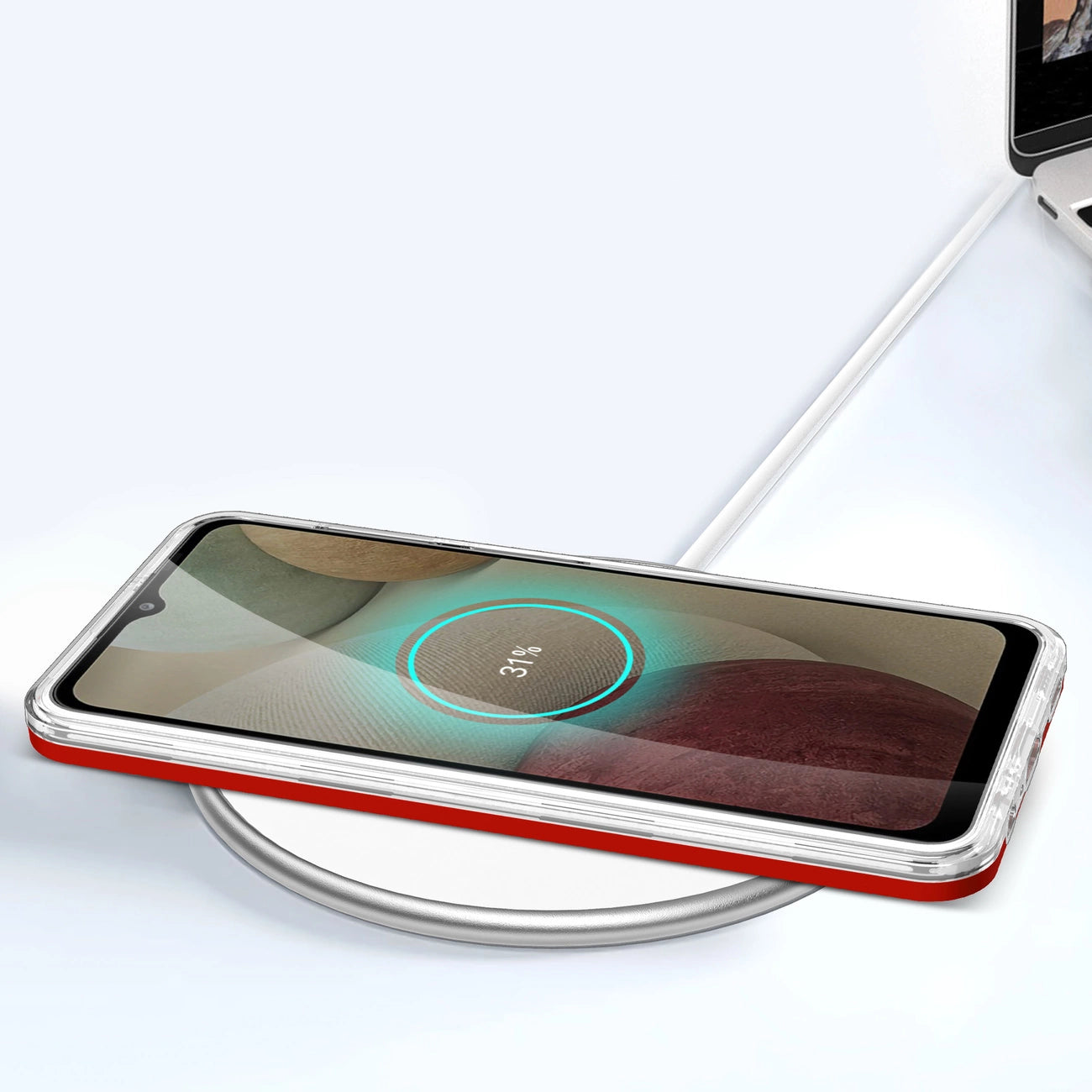 Clear 3in1 Case for Samsung Galaxy A22 4G Frame Gel Cover Red_6