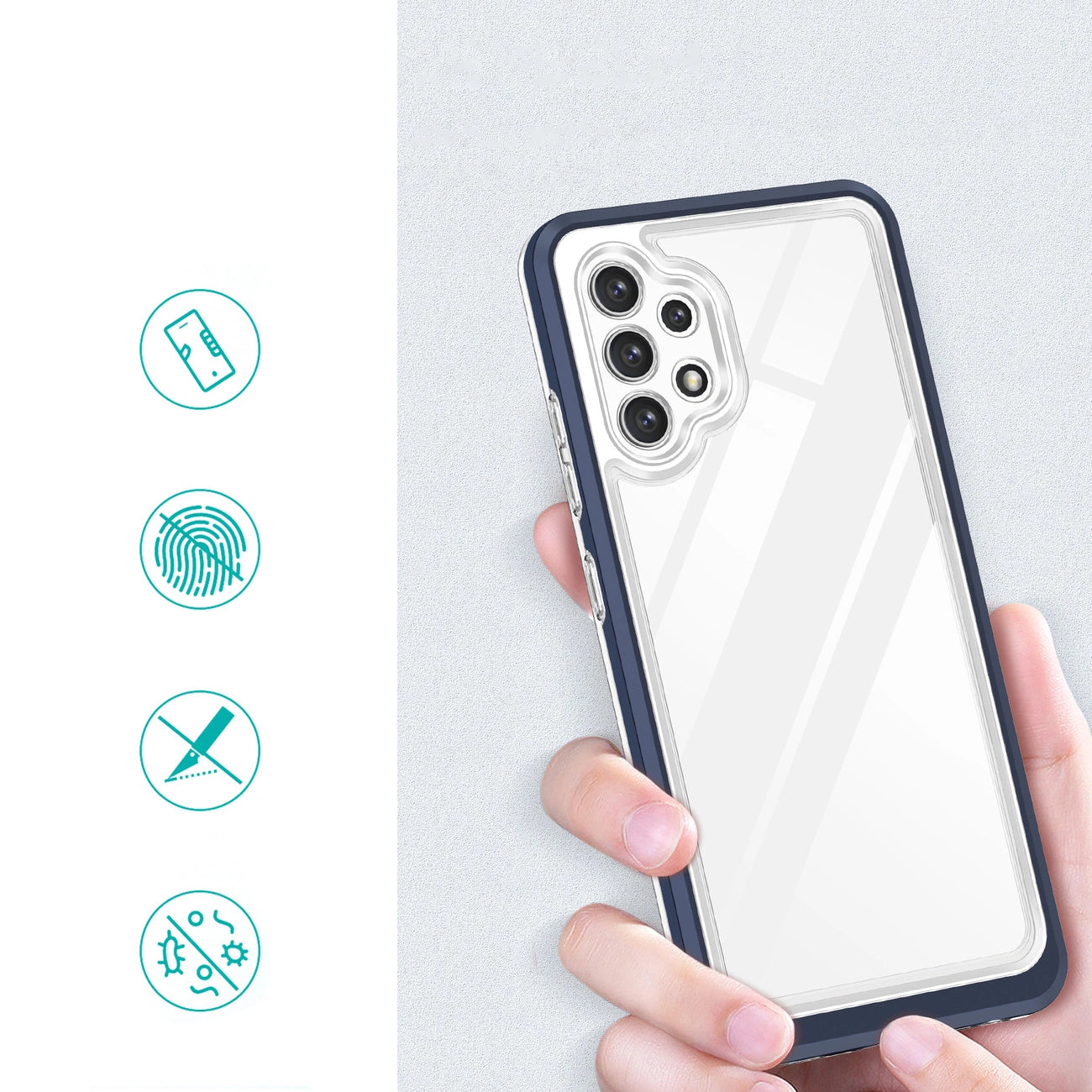 Clear 3in1 Case for Samsung Galaxy A72 4G Frame Gel Cover Blue_1