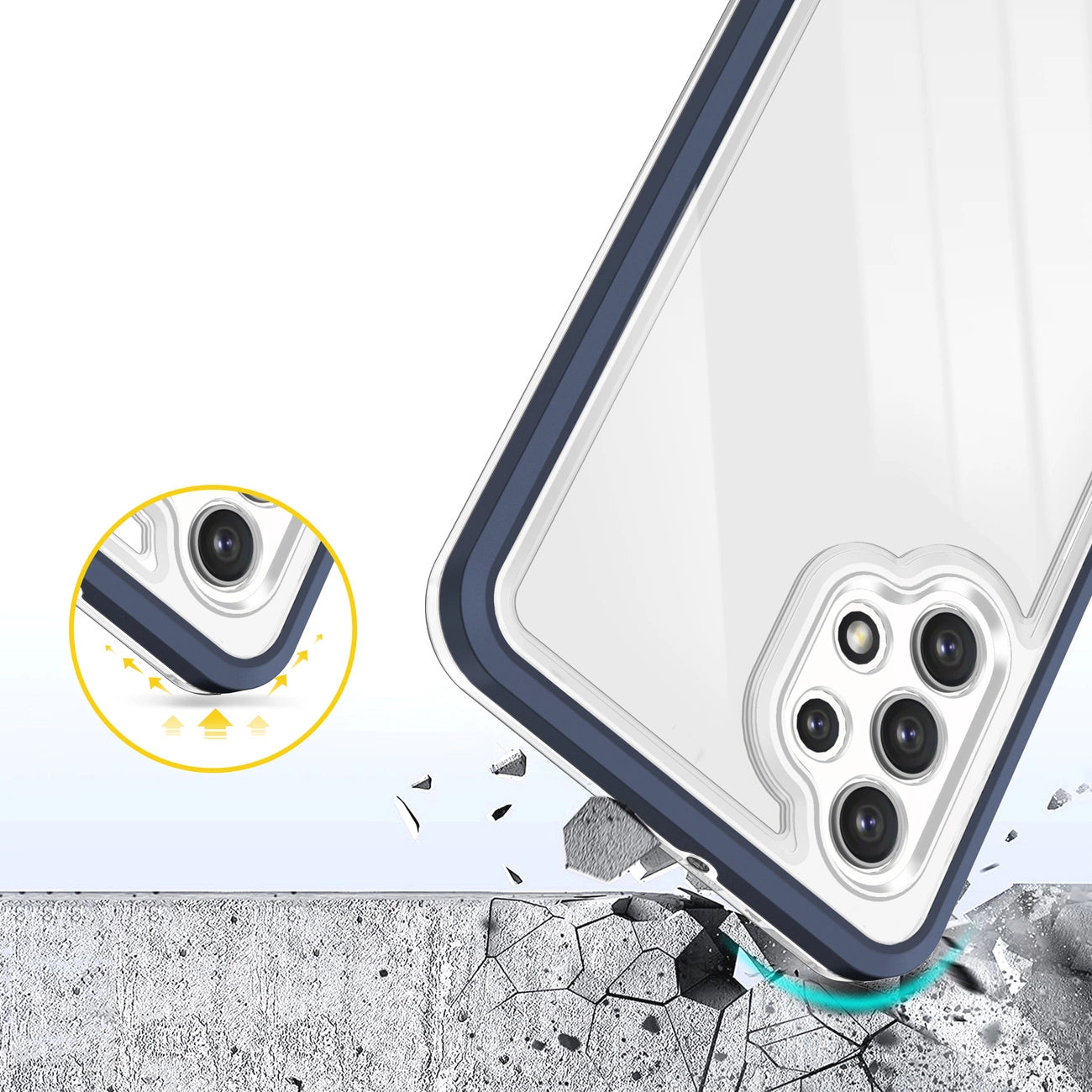 Clear 3in1 Case for Samsung Galaxy A72 4G Frame Gel Cover Blue_5