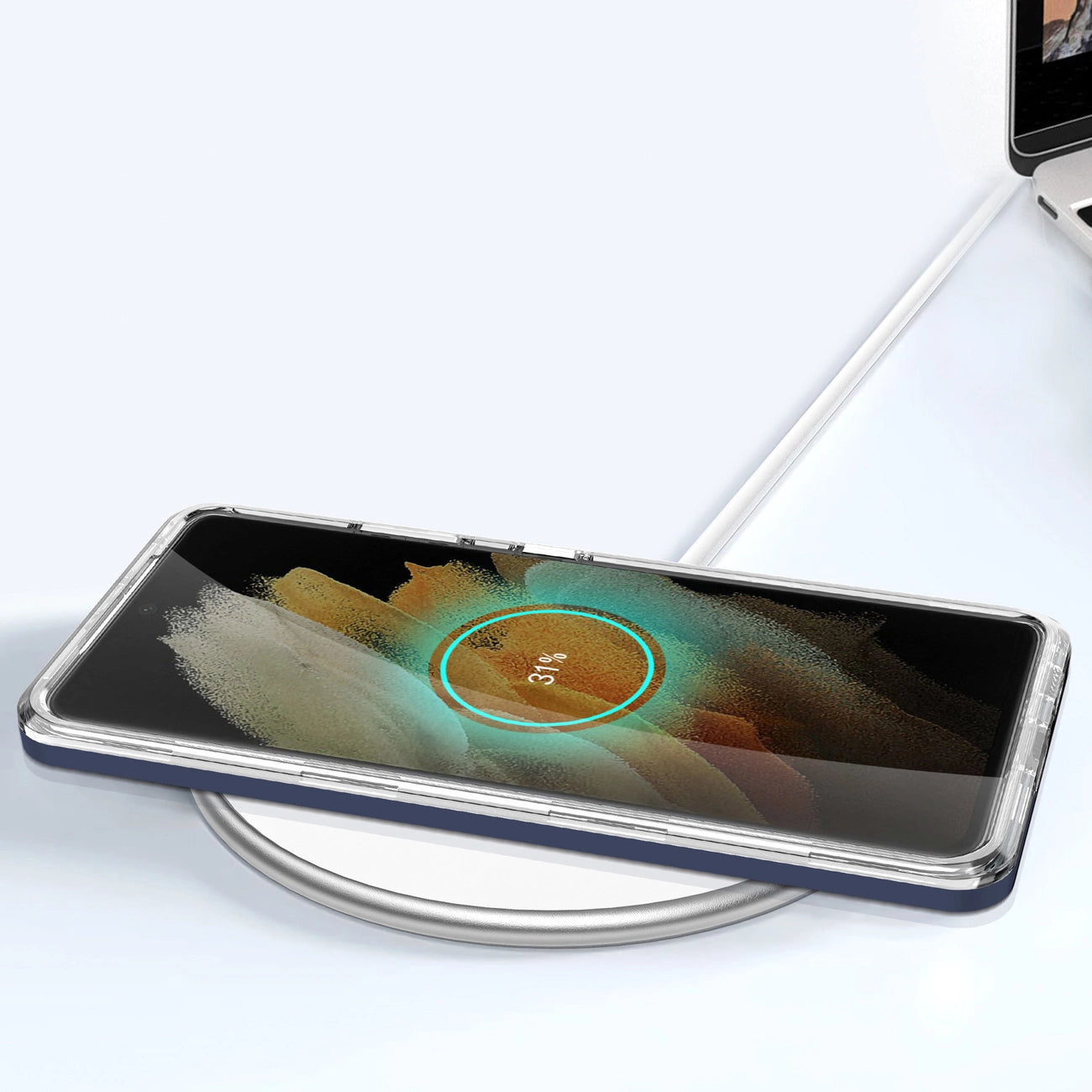 Clear 3in1 Case for Samsung Galaxy S21 Ultra 5G Frame Gel Cover Blue_6