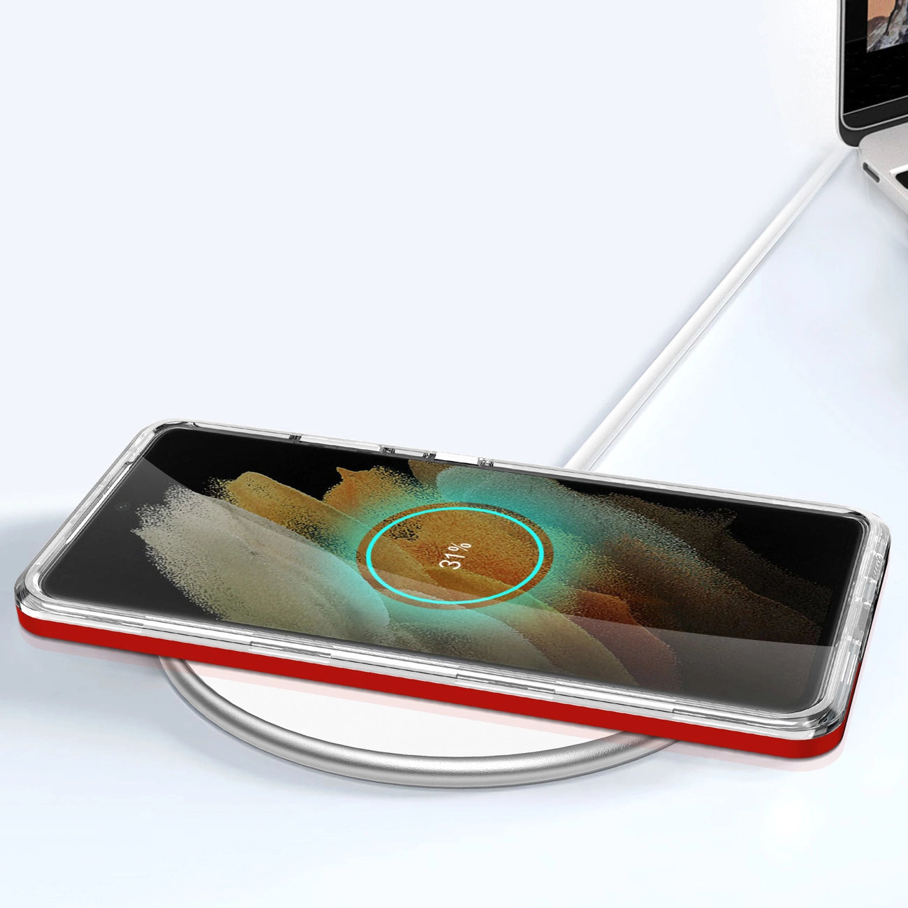 Clear 3in1 Case for Samsung Galaxy S21 Ultra 5G Frame Gel Cover Red_6