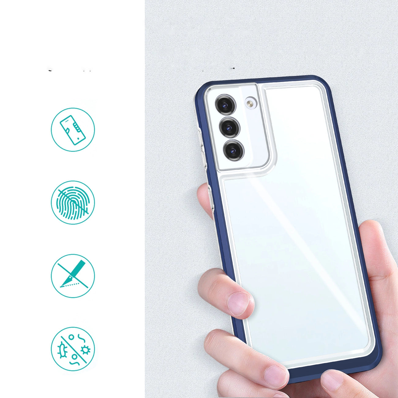 Clear 3in1 Case for Samsung Galaxy S22 + (S22 Plus) Frame Gel Cover Blue_1