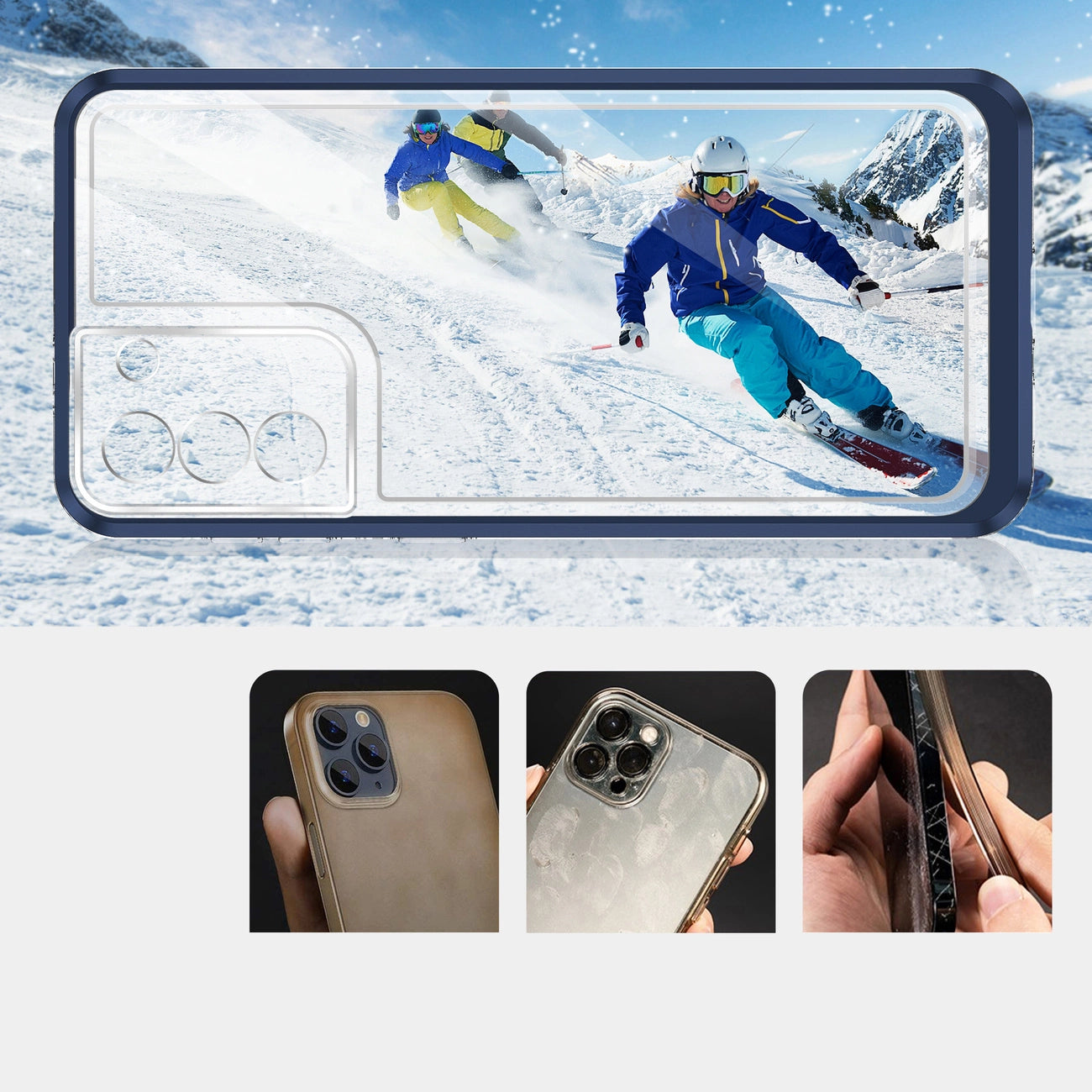 Clear 3in1 Case for Samsung Galaxy S22 + (S22 Plus) Frame Gel Cover Blue_2
