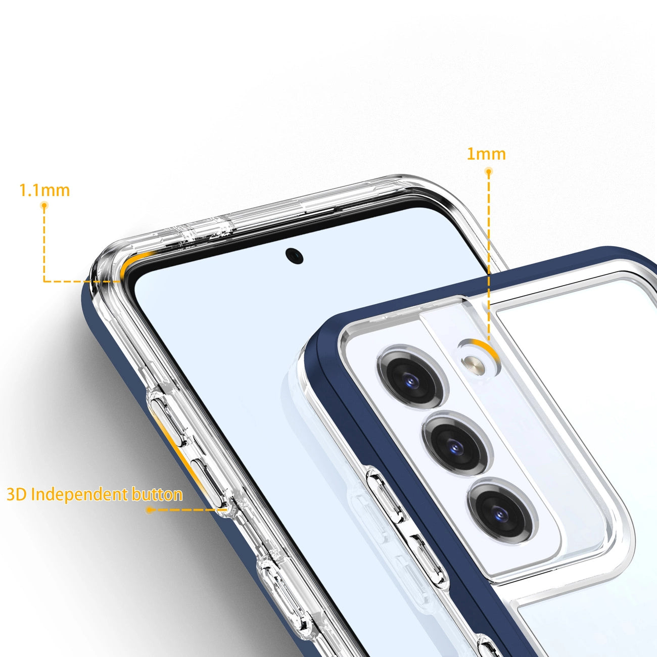 Clear 3in1 Case for Samsung Galaxy S22 + (S22 Plus) Frame Gel Cover Blue_3