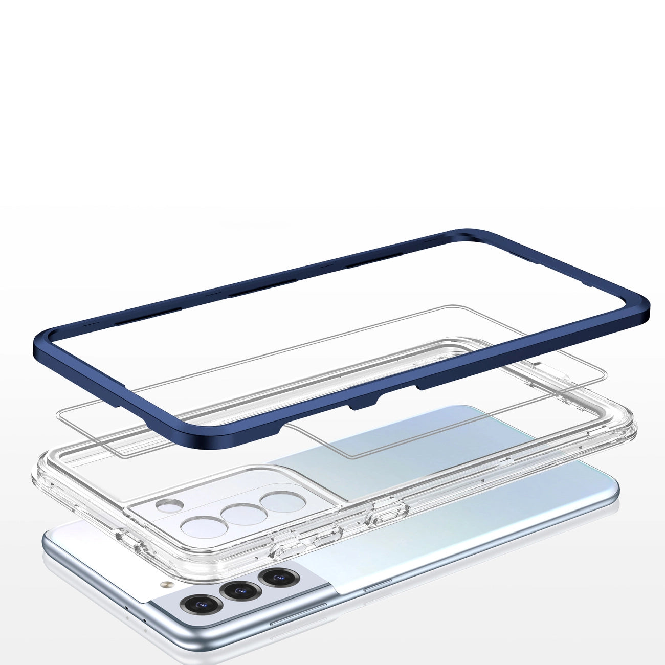 Clear 3in1 Case for Samsung Galaxy S22 + (S22 Plus) Frame Gel Cover Blue_4