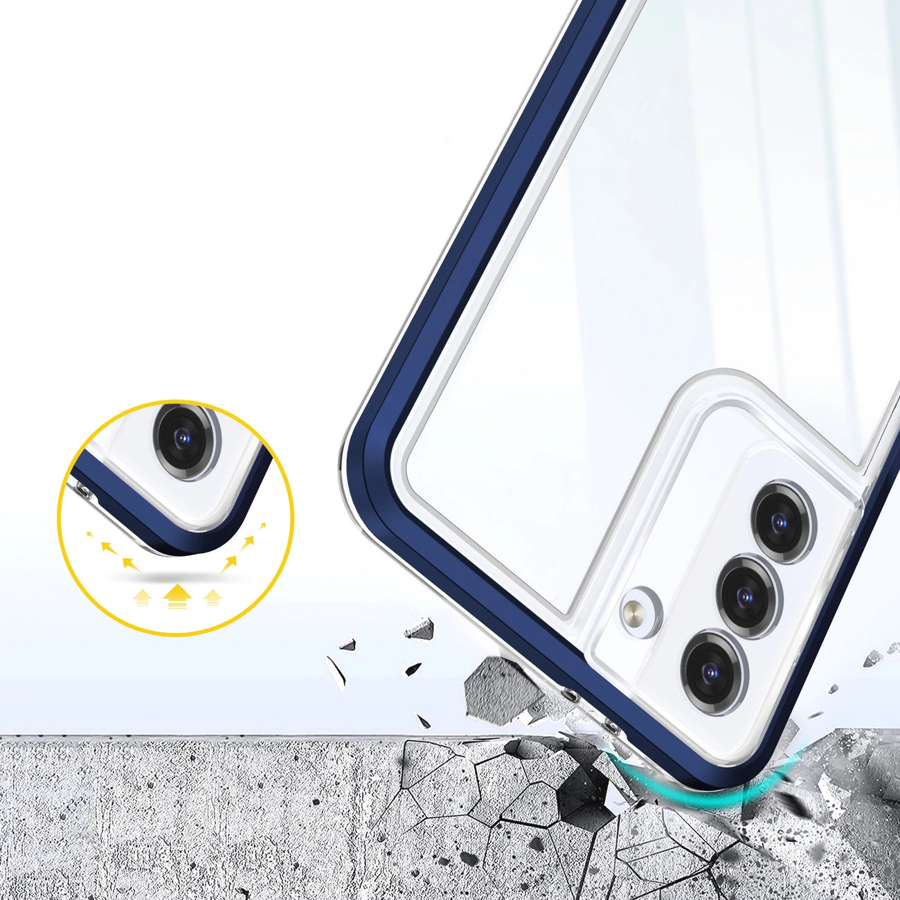Clear 3in1 Case for Samsung Galaxy S22 + (S22 Plus) Frame Gel Cover Blue_5