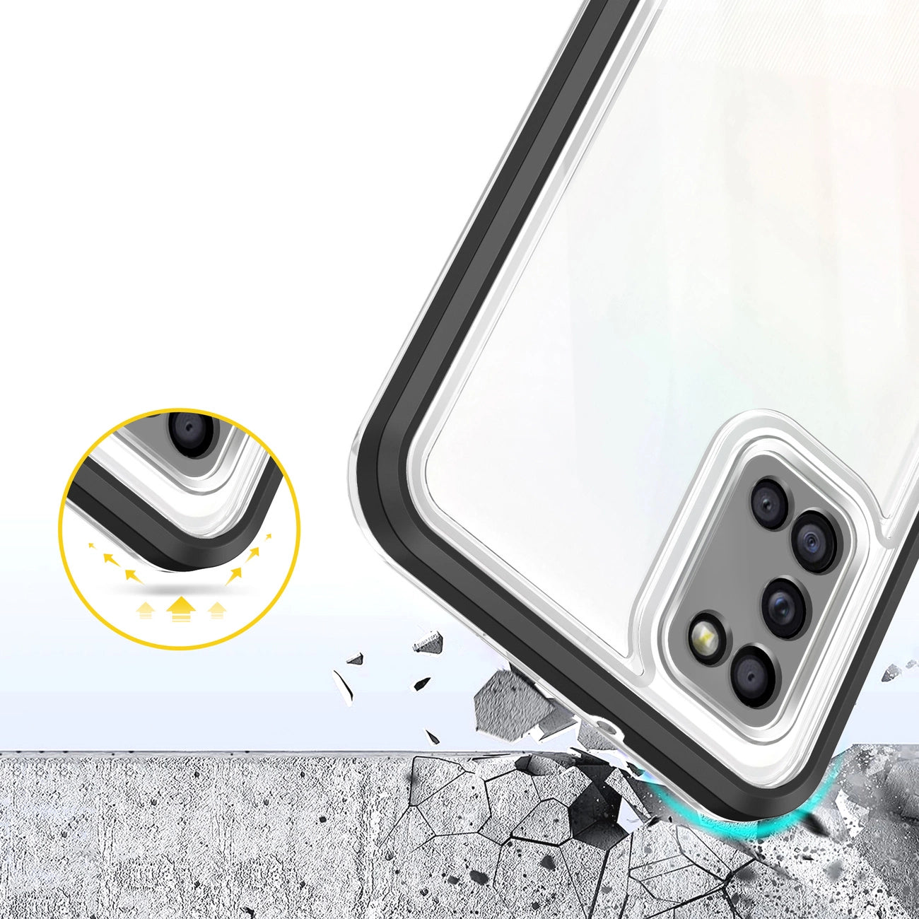 Clear 3in1 case for Samsung Galaxy A03s (166) frame gel cover black_5