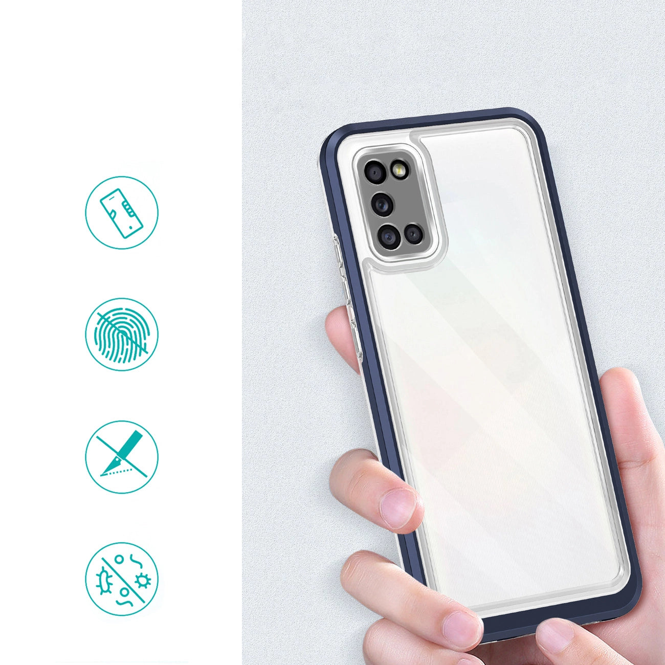Clear 3in1 case for Samsung Galaxy A03s (166) frame gel cover blue_1