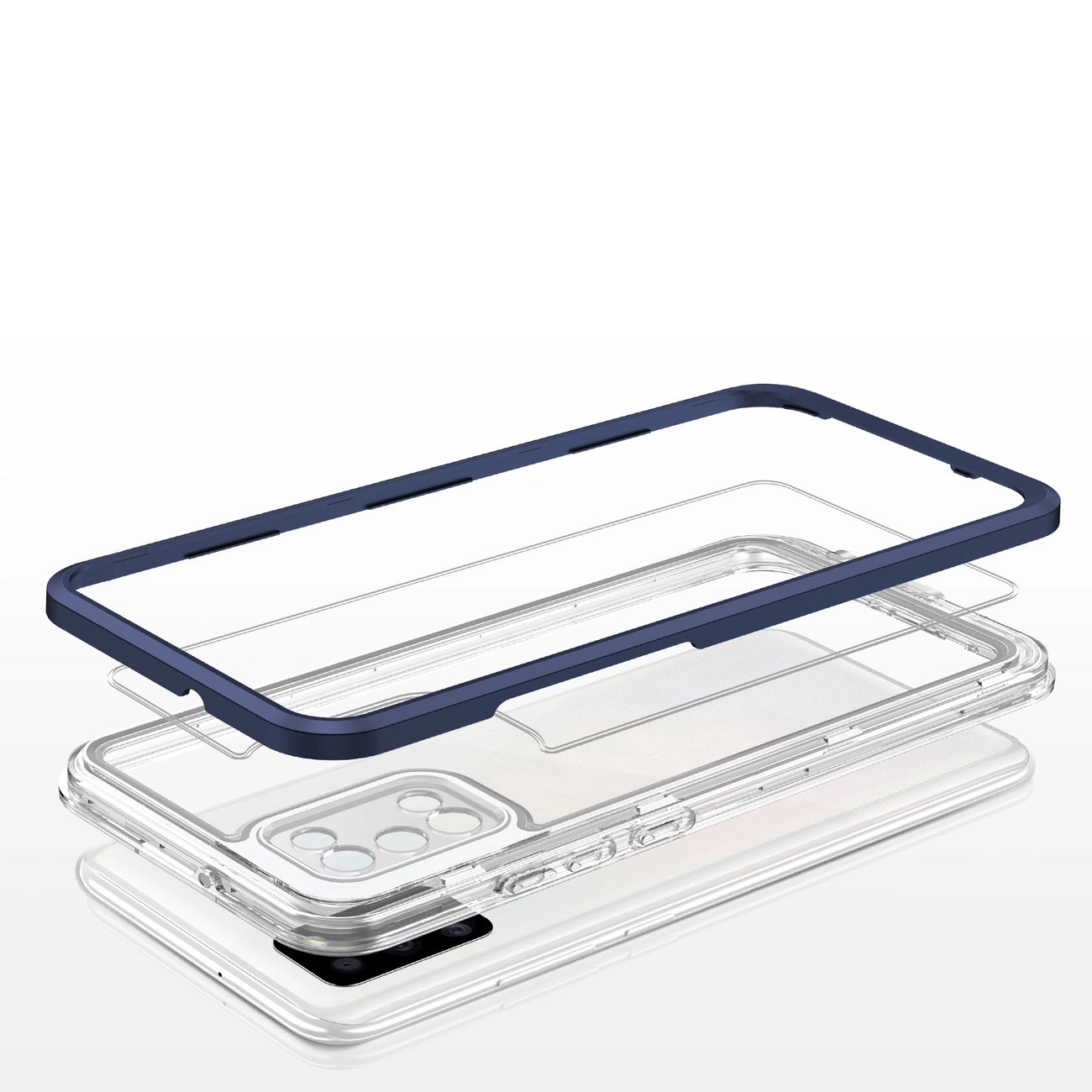 Clear 3in1 case for Samsung Galaxy A03s (166) frame gel cover blue_4