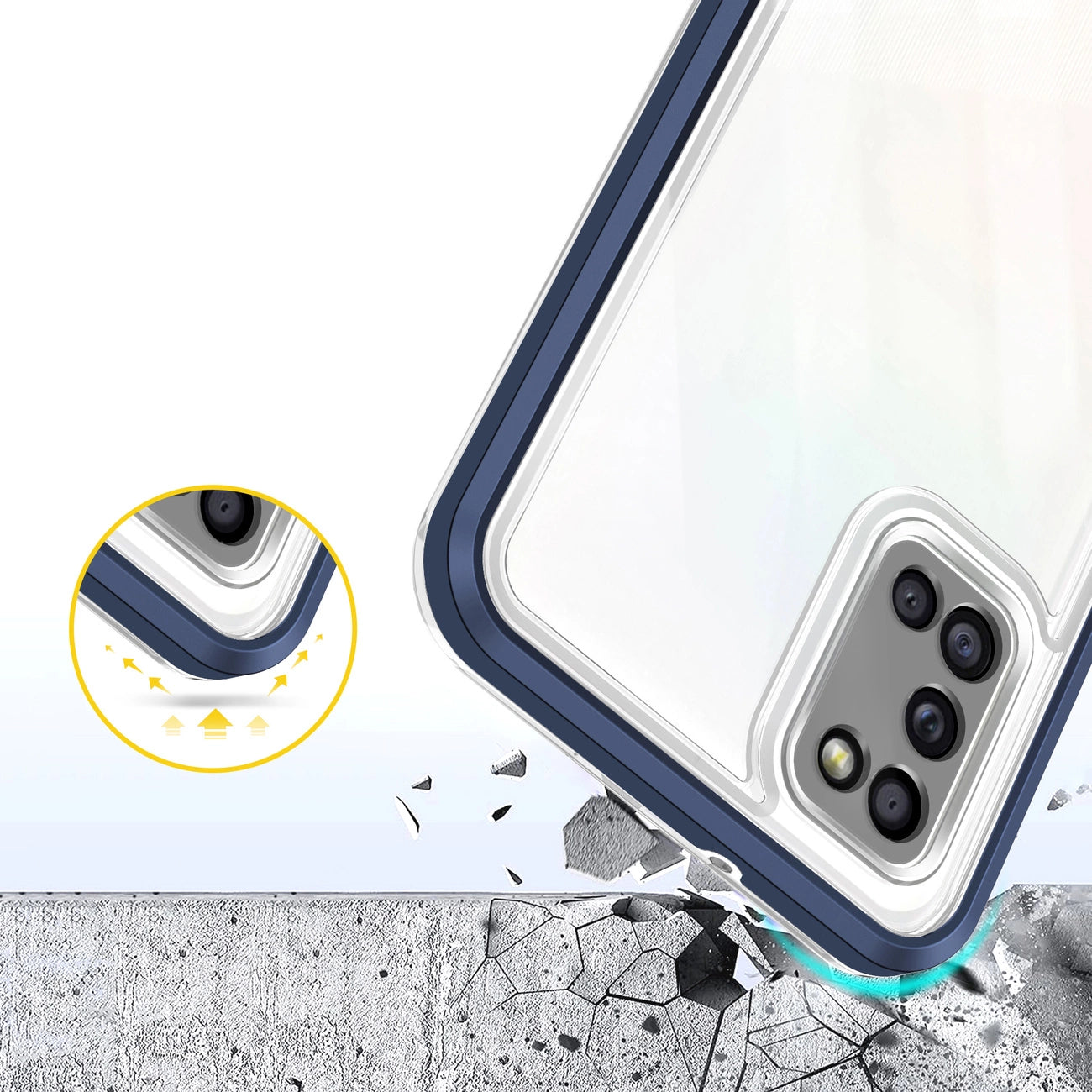 Clear 3in1 case for Samsung Galaxy A03s (166) frame gel cover blue_5