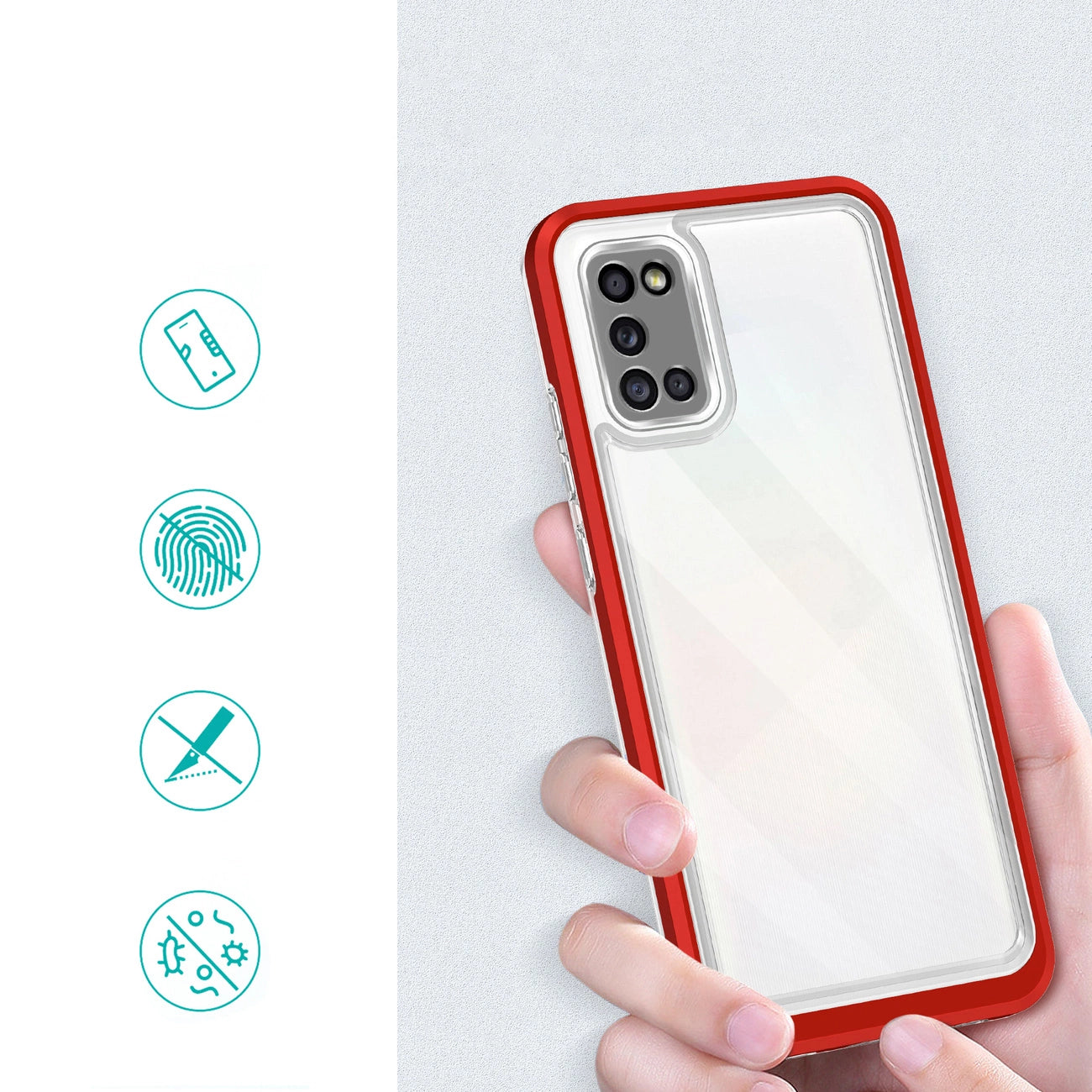 Clear 3in1 case for Samsung Galaxy A03s (166) frame gel cover red_1