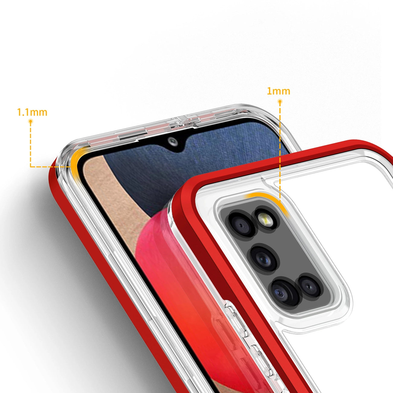 Clear 3in1 case for Samsung Galaxy A03s (166) frame gel cover red_3