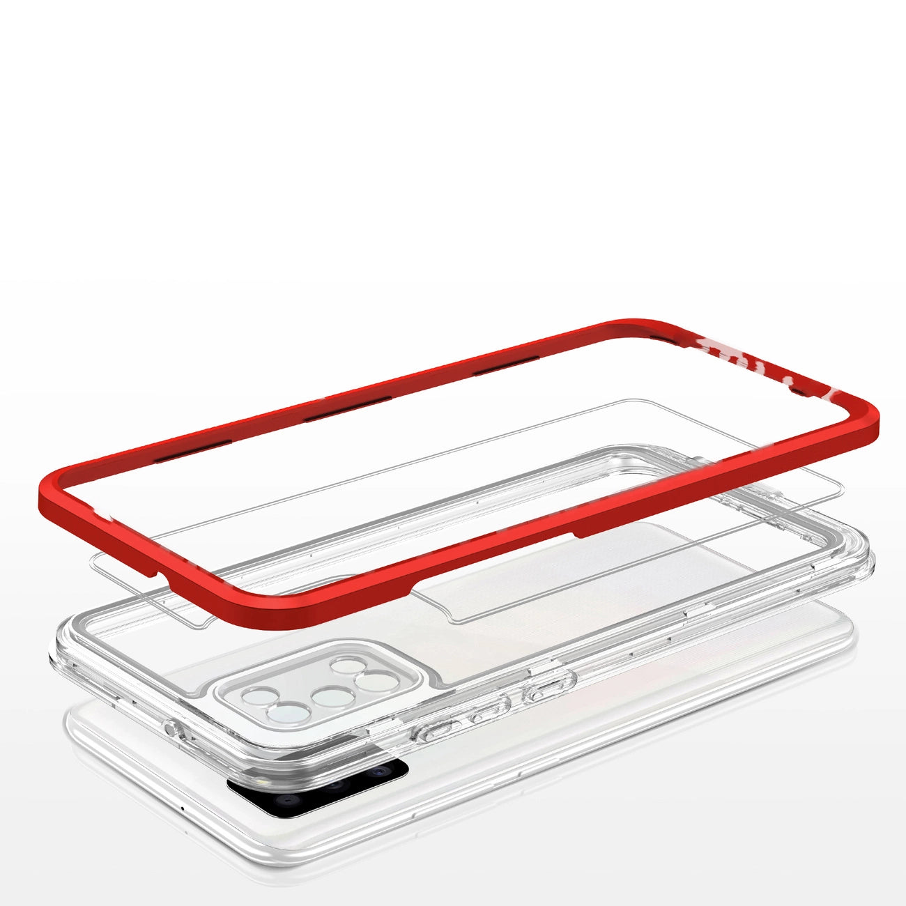 Clear 3in1 case for Samsung Galaxy A03s (166) frame gel cover red_4