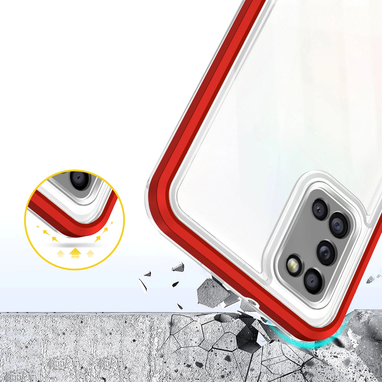 Clear 3in1 case for Samsung Galaxy A03s (166) frame gel cover red_5