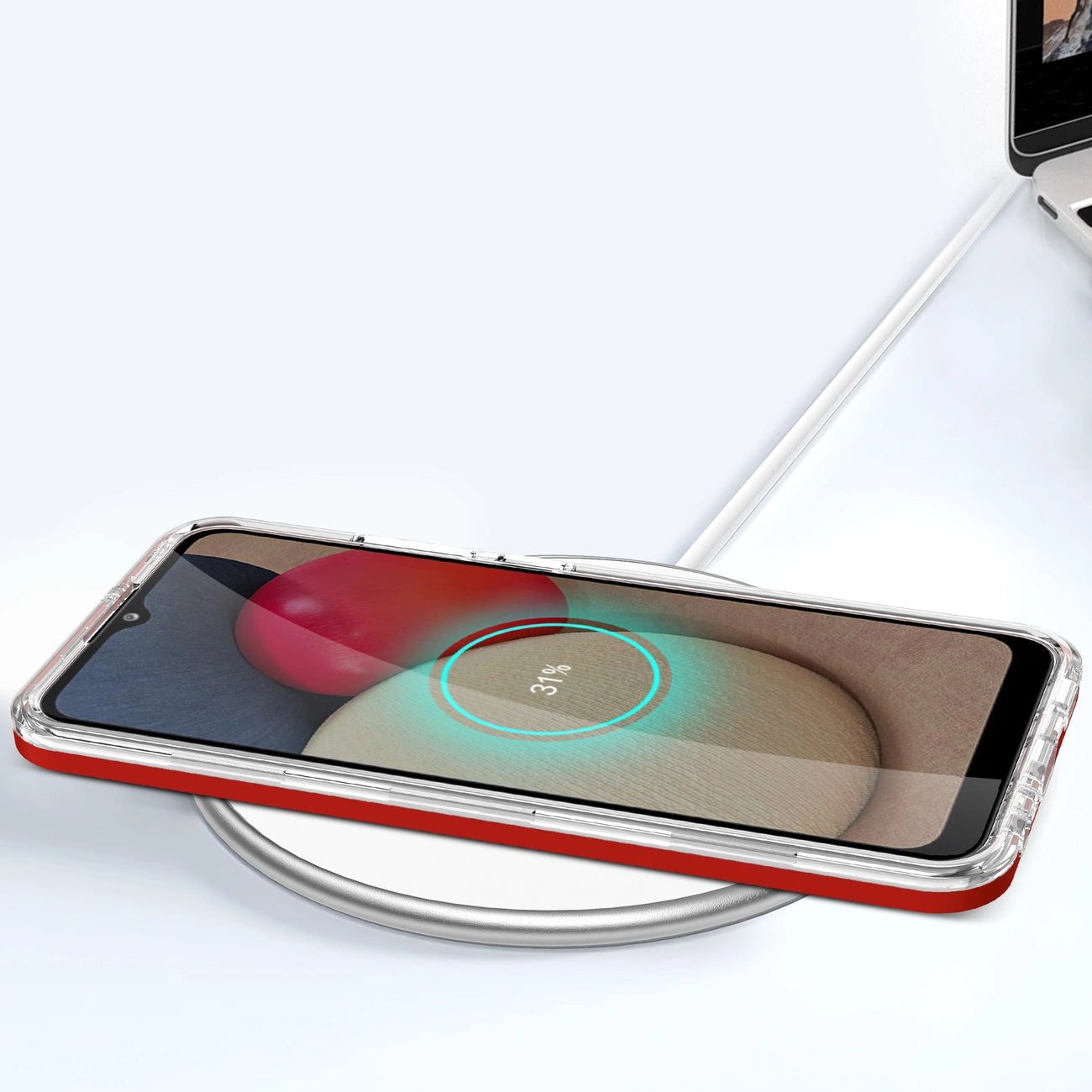 Clear 3in1 case for Samsung Galaxy A03s (166) frame gel cover red_6