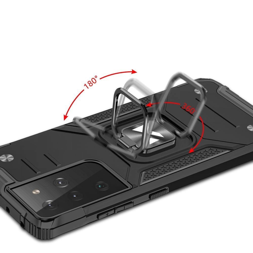 Wozinsky Ring Armor tough hybrid case cover + magnetic holder for Samsung Galaxy S22 Ultra black_4