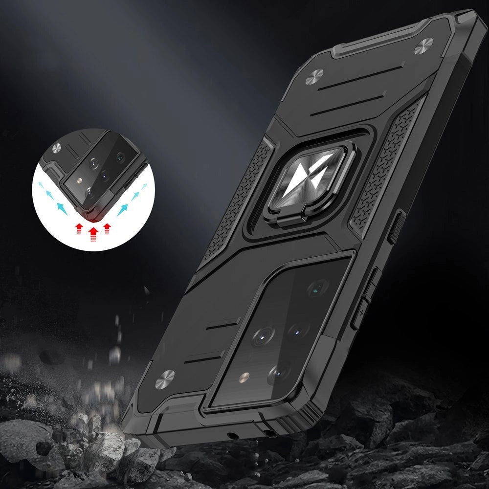 Wozinsky Ring Armor tough hybrid case cover + magnetic holder for Samsung Galaxy S22 Ultra black_6