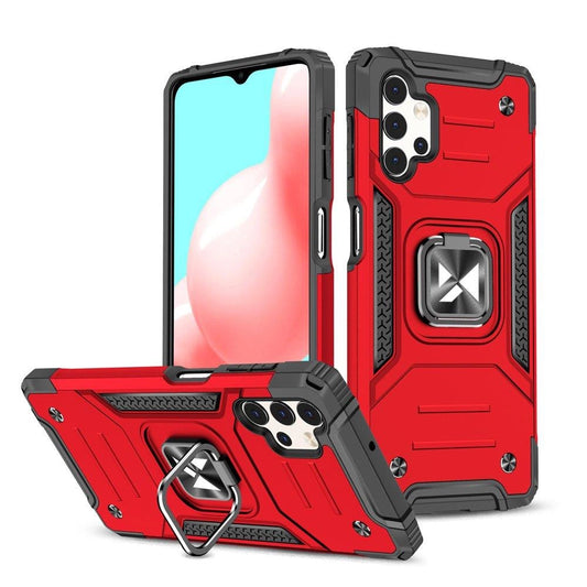 Wozinsky Ring Armor tough hybrid case cover + magnetic holder for Samsung Galaxy A73 red_0