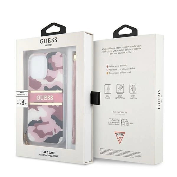 Guess GUHCP13LKCABPI iPhone 13 Pro / 13 6.1" pink/pink hardcase Camo Strap Collection_7
