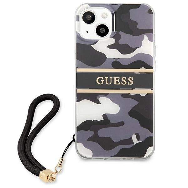 Guess GUHCP13MKCABBK iPhone 13 6.1" black/black hardcase Camo Strap Collection_2