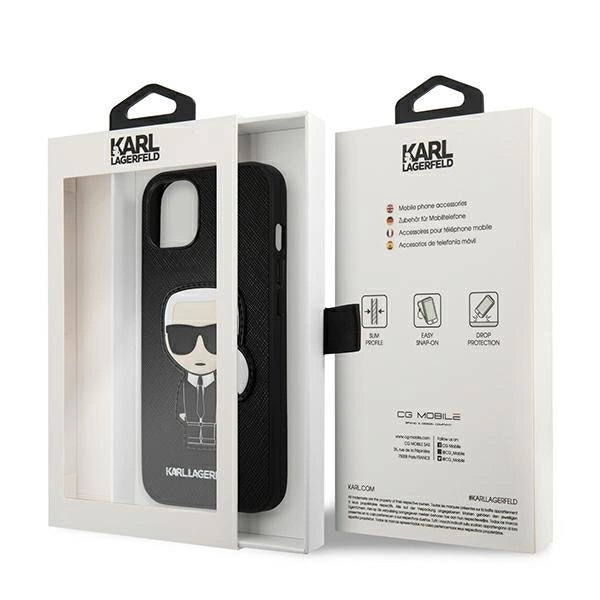 Karl Lagerfeld KLHCP13SOKPK iPhone 13 mini 5,4" czarny/black hardcase Saffiano Ikonik Karl`s Patch_7