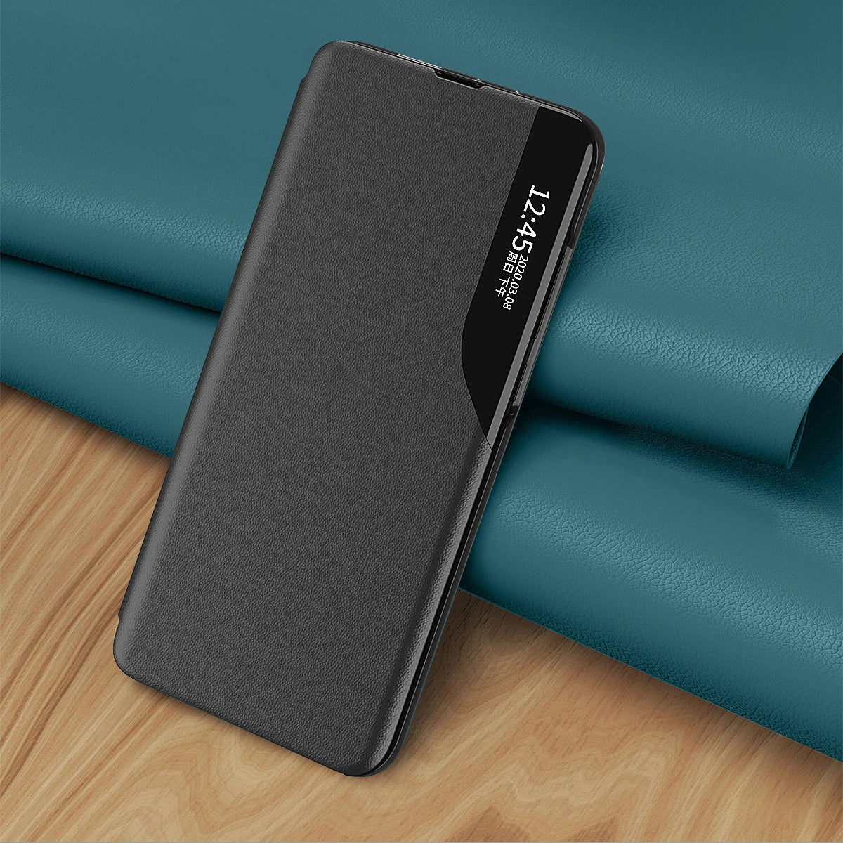Eco Leather View Case elegant case with a flip cover and stand function for Samsung Galaxy S22 + (S22 Plus) blue_8