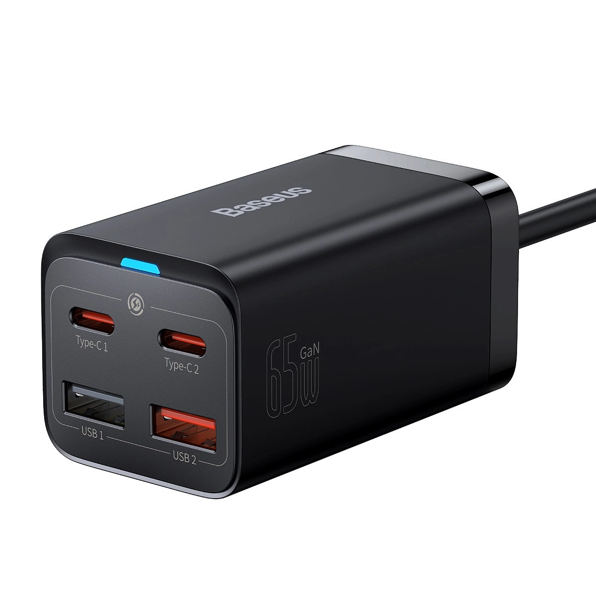 Baseus GaN3 Pro fast charger GaN 2 x USB Type C / 2 x USB 65W PD, QC4.0+, AFC, PPS + cable USB Type C - USB Type C 1m black (CCGP040101)_2