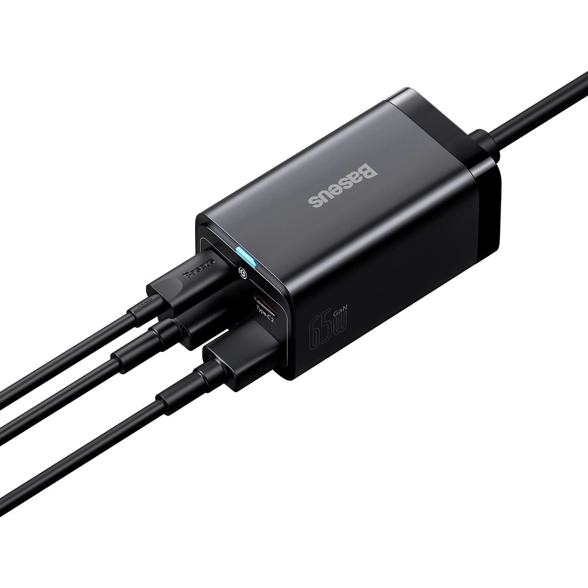 Baseus GaN3 Pro fast charger GaN 2 x USB Type C / 2 x USB 65W PD, QC4.0+, AFC, PPS + cable USB Type C - USB Type C 1m black (CCGP040101)_6