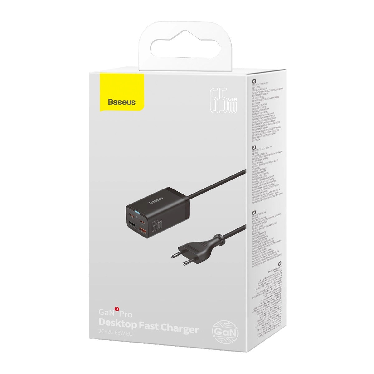 Baseus GaN3 Pro fast charger GaN 2 x USB Type C / 2 x USB 65W PD, QC4.0+, AFC, PPS + cable USB Type C - USB Type C 1m black (CCGP040101)_18